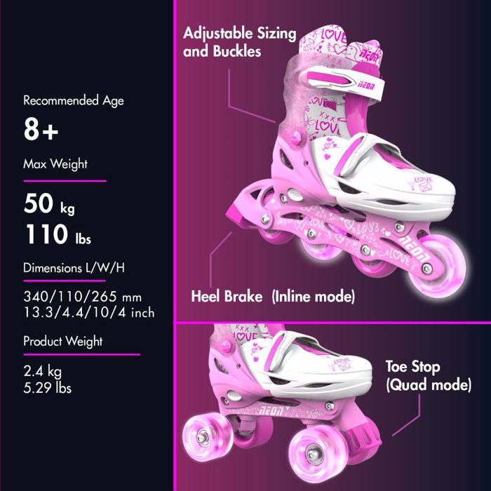 YVOLUTION Neon Combo Patinia 2 se 1 - Roz, (34-37)